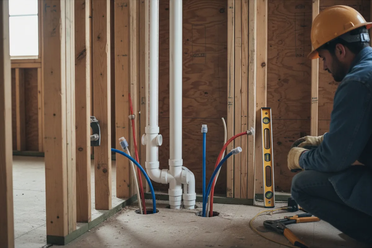 Drain and supply rough-in during Leak Detection in Brantingham